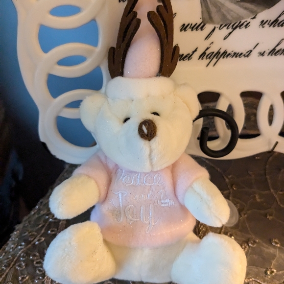 Cute Plush Bear with Antlers Hanging Decor Or Holiday Decor - Picture 1 of 10